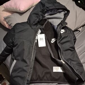 Nike Kids Black and Gray Puffer Jacket